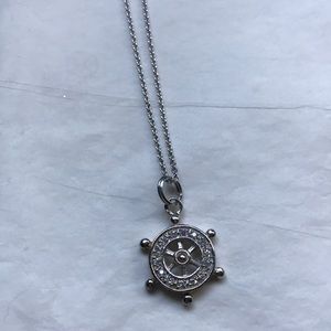 Ships wheel 925 sterling silver pendant necklace